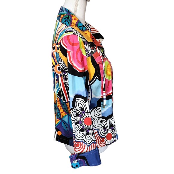 Berer Jacket Multi-Color Abstract Floral Faux Crystal Buttons Womens Size Small - Picture 4 of 11